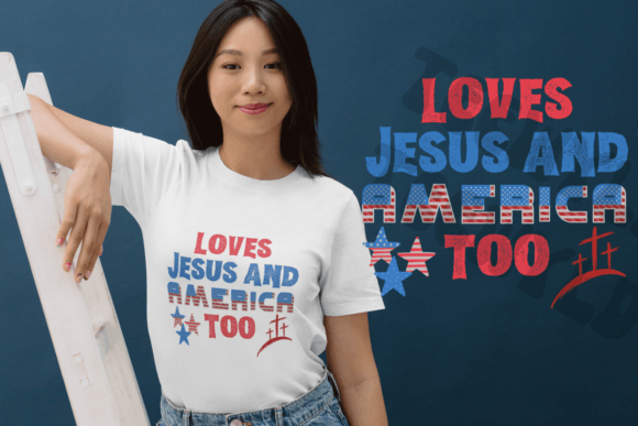 Loves Jesus and America Too PNG SVG for T-Shirt Designs